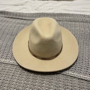 Lucky Brand Adjustable Beige Suede Hat with Beaded Belt